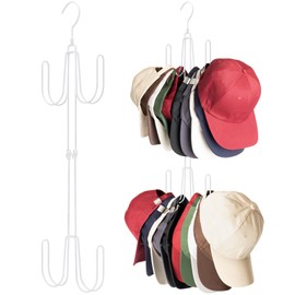 NANATI Hat Hangers for Closet, 1 Pack Stainless Steel Hat Organizer, Hat Racks for Baseball Caps, Cap Organizer for Baseball Caps, White