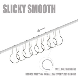 12 Stainless Steel Shower Curtain Hooks - Rust-resistant, easy-to-install curtain hooks that glide smoothly on any track, perfect for shower curtains and bathroom decor (Chrome)