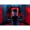 KUKUSOUL 7x5FT Halloween Backdrop Horror Forest Red Door Backdrop Upside