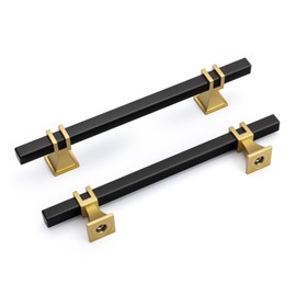 homdiy 10 Pack 5 Inch Black and Gold Cabinet Pulls Kitchen Cabinet Handles Dresser Drawer Pulls Black and Gold Cabinet Hardware