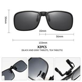 TYGFRT 2 Pieces Clip-On Sunglasses, Eyewear Accessories, Rimless Sunglasses, Sunglasses Clip, Polarized Eye Clip, Suitable for Men, Women (Black, Brown)