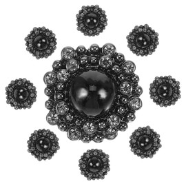SEWACC 10 x Diamond Buckle Sewing Buttons for Clothing Blazer Buttons Replacement Buttons Black Trim Metal Decor Craft Buttons Rhinestones for Crafts Shirt Alloy Button Round