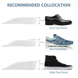 Aomig Height Increase Insoles, 1/2 Pair Premium Heel Spur Insoles, Invisible Increase Shoe Insoles, Comfortable Height Increase Insole for Men and Women, Shoe Lift Inserts, Shock Absorption, gray