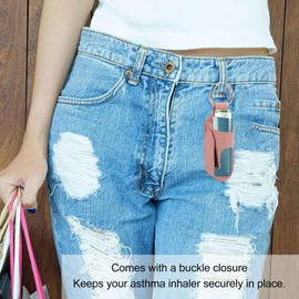 2pcs Asthma Inhaler Holder Portable PU Leather Travel Handy Holder Secure Convenient Storage, Lightweight Carrying Case Fits Most Inhalers, Protective Carrying Holder for Travel