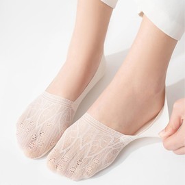 Triplewood Women's Mesh No Show Socks Super Elastic Ankle Low Cut Floral Invisible Liner Socks 5 Pairs