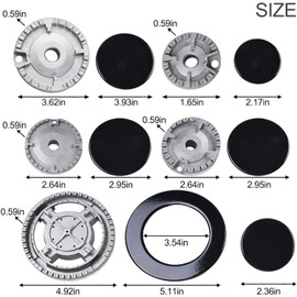 Drhomeam Gas Stove Burner Cap Cookware Hat Set Stove Lid for Kitchen Burner Head Replacement Kit Fits Sabaf Gas Stoves Stove Parts and Accessories (Concave)