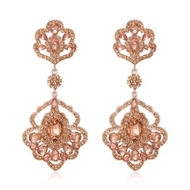 Clearine Women's Leaf Shaped Rhinestone Crystal Wedding Bridal Drop Statement Earrings for Bride Bridesmaid Party Prom Clear Silver Tone, Crystal