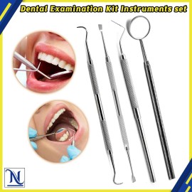 INSTUMAX 4 PC SET Dog Teeth Cleaning Basic Tools Dental Pick Probes New Dentist Hygiensit - Dental Examination Tools kit