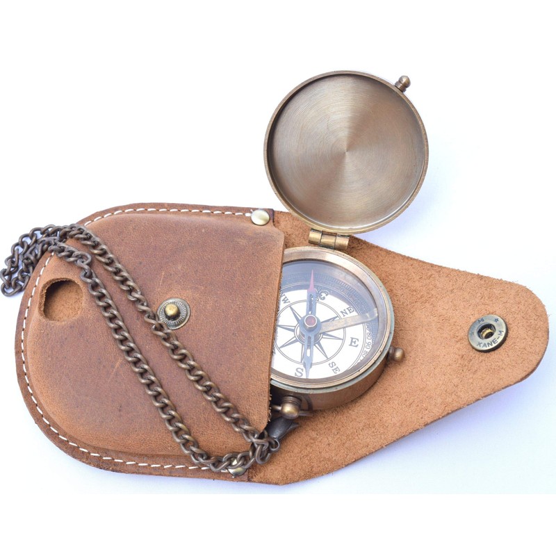 Brass Compass Engraved with Thoreau's Go Confidently Quote and Embossed