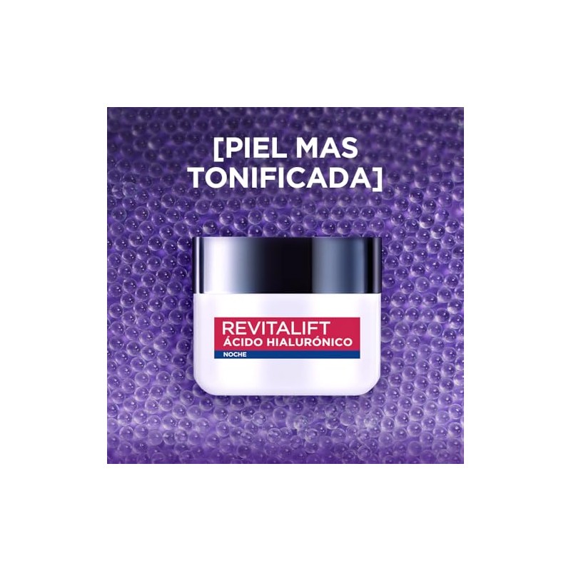 L'Oreal Paris Revitalift Ácido Hialurónico Crema de Noche Hidratante, Hidrata