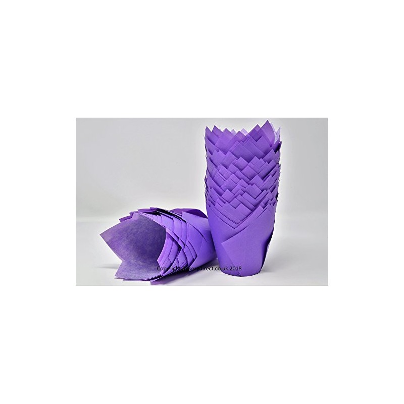 Bakerydirect 50 Standard Size Tulip Muffin Purple Wraps Cases Lilac