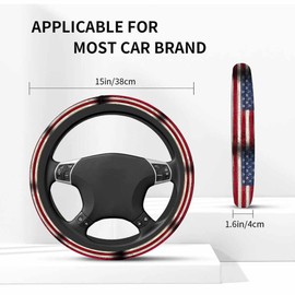 NOMEDOGYIm American Flag Car Steering Wheel Cover Old Flag Painted on Wooden Board Steering Wheel Cover Car Decor Suitable for Most Vehicles Including Trucks and SUV