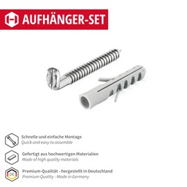 GedoTec® H3052 Wardrobe Holder with Keyhole Shape for Drilling in - Pack of 10 | Hanger with Diameter 30 mm | Plastic White | Furniture Fittings