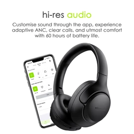 Boompods Orbit ANC - Over Ear Active Noise Cancelling Headphones - Lightweight Wireless Over-Ear Headphones with Microphone, Bluetooth Earphones, USB-C Charging, 18+ Hour Sound/Music Playtime, Black