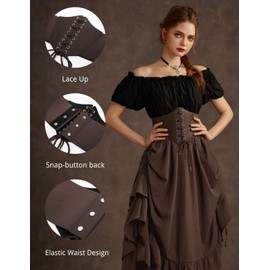 Scarlet Darkness Women Brown Belt for Dress Retro Cinch Belts Elastic Stretch Corset Belts Coffee L