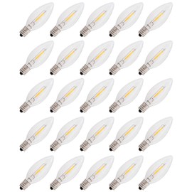Creative Hobbies 25-Pack LED Replacement Light Bulbs for Electric Candle Lamps, Window Candles, Chandeliers - 7 Watt Equivalent Candelabra, Clear, Steady Burning, 120v 7w Bulb