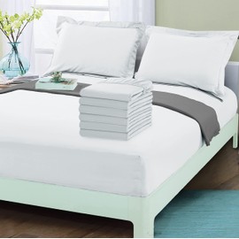 Elegant Comfort 6-Pack Fitted Bottom Sheets 1500 Thread Count Premium Hotel Quality, Deep Pocket, Wrinkle-Free, Stain and Fade Resistant, 6PACK Fitted Sheet, Twin/Twin XL, White