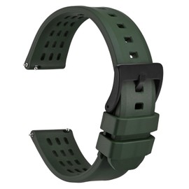 WOCCI 20mm Rally Watch Strap, FKM Rubber Band, Quick Release, Black Matte Buckle (Green)