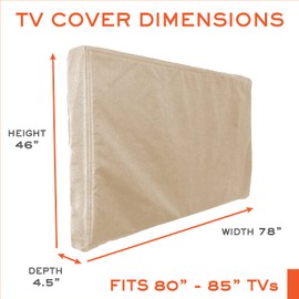 Outdoor TV Cover 80-85 inch - with Zipper, Weatherproof, Waterproof 360 Degrees Protection, Soft Non Scratch Interior - Beige