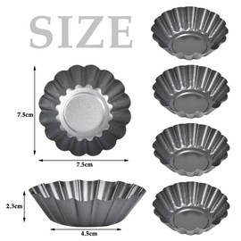 FOCCTS 12 mini moldes para tartas, mini tazas para hornear de acero al carbono, moldes para magdalenas, moldes para tartas de queso, postres, tarta de huevo (2.6 x 0.9 pulgadas)