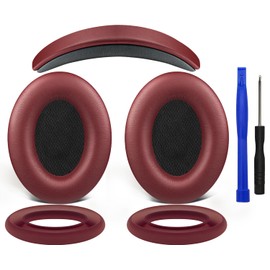 SOULWIT Ear Pads Cushions + Headband + Silicone Earpads Cover Protector, Replacement Kit for Bose QuietComfort 15(QC15)/QuietComfort 2(QC 2) Over-Ear Headphones - Burgundy