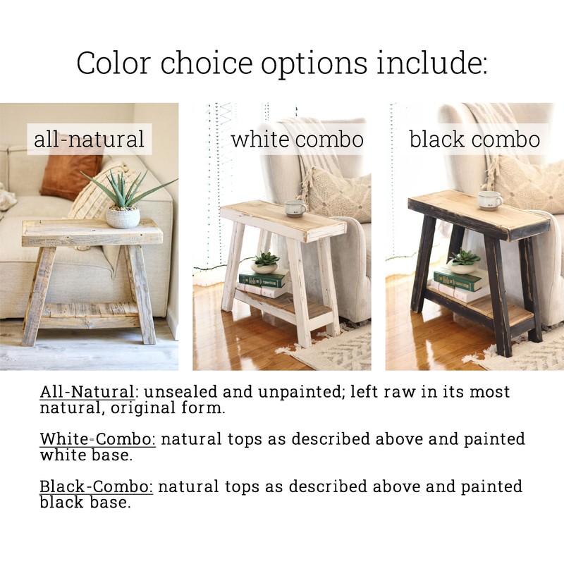 Aztec A-Frame Side Table; Reclaimed Wood End Table (Black Combo)