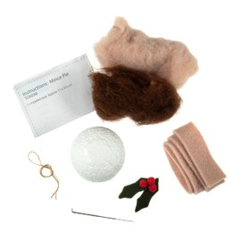 Trimits Needle Felting Craft Kit, Christmas, Includes Roving Wool Needle Stuffing Instructions, Mince Pie