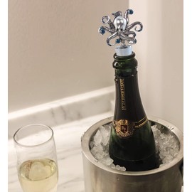 Cheers Octopus Metal Wine Stopper - Elegant Vacuum Seal Reusable Animal Ocean Life Wine Bottle Stopper Airtight Leak Proof Bottle Topper Cork Plug, Cute Home Decor & Bar Tool Accessory Unique Gift