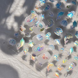 5D Embossed Nail Stickers - Cute Ocean Animal Designs, Self-Adhesive Gel Nail Decals for DIY Nail Art