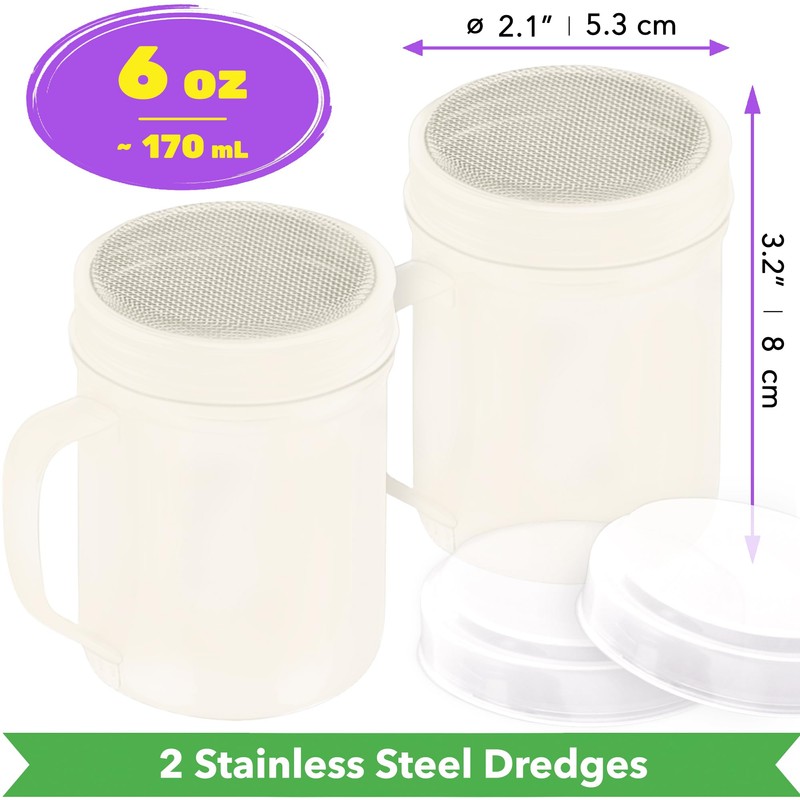 CUSINIUM 6 Oz Ivory Powder Sugar Shaker With Handle -