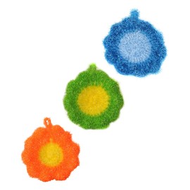 Yardwe 3pcs Flower Shaped Dish Towel Pot Dishwashing Sponge Bathroom Cleaning Dish Wash Scrubber Kitchen Microfiber Cleaning Cloth Kitchen Dish Grill Cleaner Polyester Yarn Quick Dry Tool