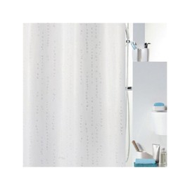 Spirella Wet White Pearl Effect Textile Polyester Shower Curtain, 180 x 200 cm, White/Blue