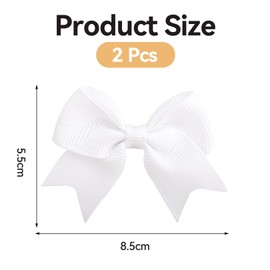 2 Pcs White Bows,Hair Bows for Girls,Decor Garland Ribbons Bow for Crafting,Solid Color Hair Bow for Girls,Cute Bowknot Hair Clip,for Girl Kids Diy Cute Hairs Clip Sewing Crafting Scrapbooking.