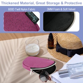 Beautyflier Sunglasses Soft Case, Ultra Light Stylish Storage Bag for Eyeglass, Portable Glasses Pouch with Keychain, with a Soft Padded Lining, Zipper Eyeglass Case for Men Women (Purple Red, Large)