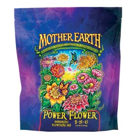Mother Earth Products HGC733952 Power Flower Fantastic Flowering Mix 1-8-6 Granular Supplemental Plant Fertilizer For Plants, Flowers And Vegetables, 4.4 lbs., Natural
