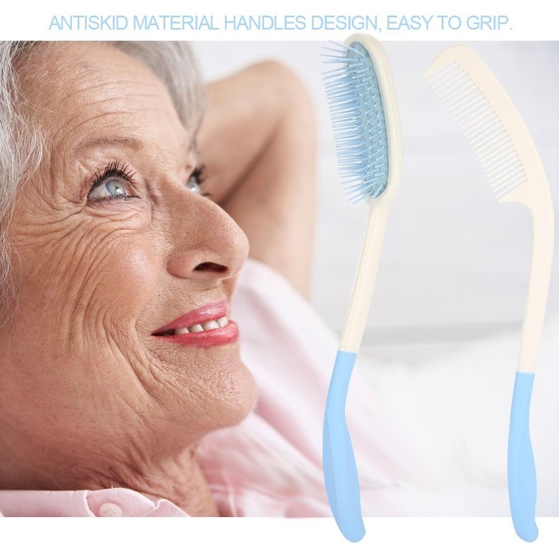 Long Comb Set with Soft Brush - Ergonomic Anti-slip Handle,