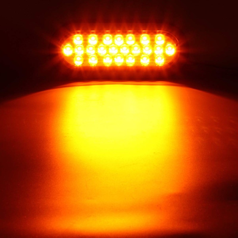 Partsam 2pcs 6 inch Oval Amber LED Trailer Lights 24LED,