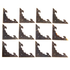 dophee 12 Pack Vintage Metal Flat Corner Protectors, 2.28"x2.28" Decorative Antique Bronze Furniture Guard Edge Cover with Nails for Trunk Suitcase Cabinet Desk Jewelry Box Case Gifts Box