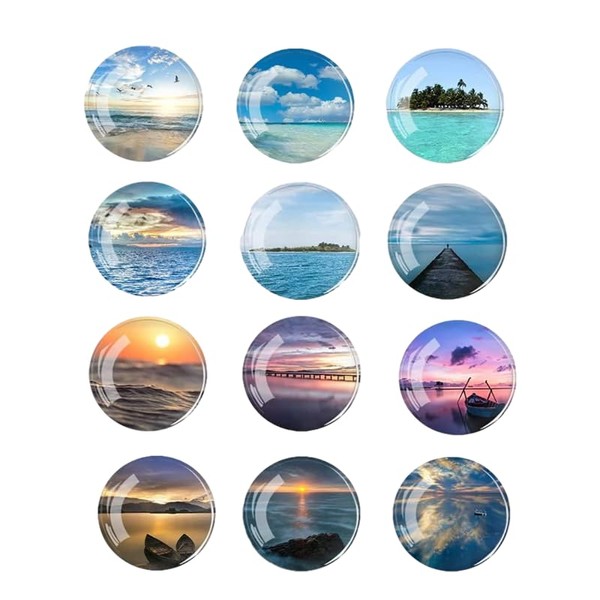Pack of 12 Fridge Magnets, Decorative Fridge Magnets, Crystal Glass