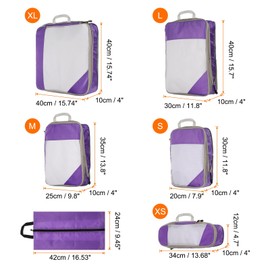 HARFINGTON 6pcs Compression Packing Cube for Suitcases Lightweight Luggage Organizers Bag Travel Essentials Compression Bags for Carry on Suitcases, Purple