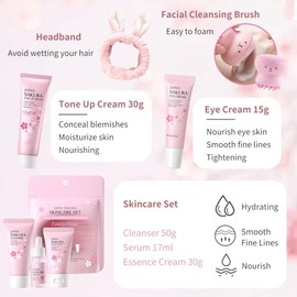 Evolvique Set De Cuidado Facial Sakura De Japn Para Adolescentes - Cuidado De La Piel Para Adolescentes De 10 A 12 Aos - Cuidado De La Piel Para Nias 