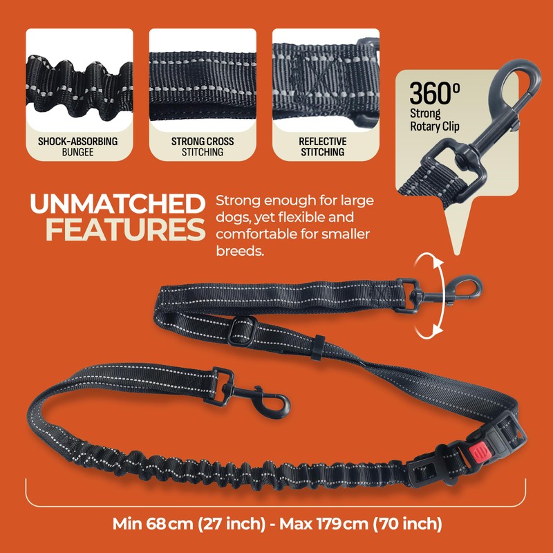 PORTENTUM Laisse canicross Chien, Main Libre Chien, Anti-tirons, pour Ceinture,