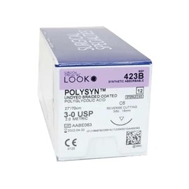 Look X423B Polysyn PGA Undyed Sutures C-6 3-0 27 12/Bx