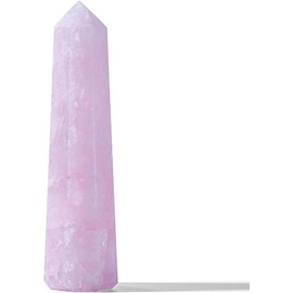Rose Quartz Crystals Pink Obelisk Tower Wand Hexagonal Pointed Natural Stone Love Energy Charger Crystal Wand Stone Meditation Home Decor Collection Gift
