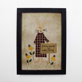 CVHOMEDECO. Primitives Vintage Every burny is Welcome Stitchery Frame Wall Mounted Hanging Decor Art, 9-1/2 x 13-1/2 Inch
