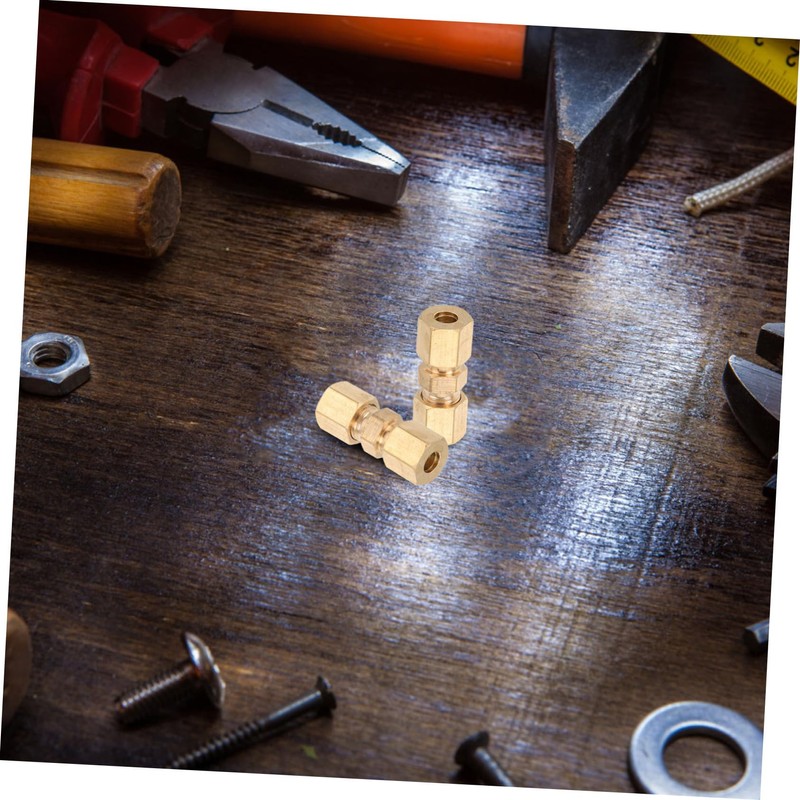 Gatuida 10pcs Copper Connector Brass Compression Fitting Pipe Repair Union