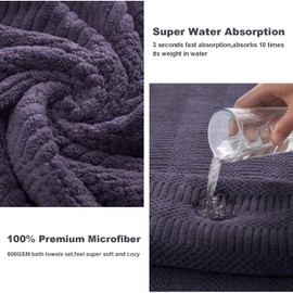 8 Piece Oversized Bath Towels Set Purple,2 Extra Large Bath Towel Sheets,2 Hand Towels and 4 Washcloths 600 GSM Highly Absorbent Quick Dry Towels Set for Bathroom Hotel