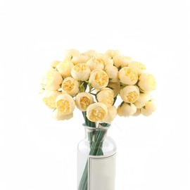 XIZHI 18 Pcs Ranunculus Artificial Flower 11.8" and 54 Heads Faux Silk Ranunculus Flowers Artificial Ranunculus Bouquet Decorations for Home DIY Wedding Decor (Yellow)