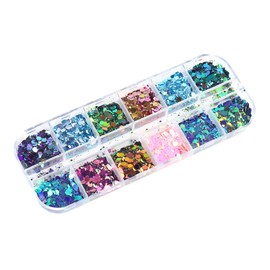 BIUDECO 12 Pack Chameleon Glitter Nail Art Shiny Nail Powder for DIY Manicures Salon or Home Use