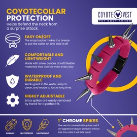 CoyoteCollar Spiked Dog Collar - Pink Small Spike Collar for Dogs, Adjustable Spiked Collar, Studded Dog Spike Collar, and Coyote Collar for Protection Against Coyotes and Aggressive Dogs